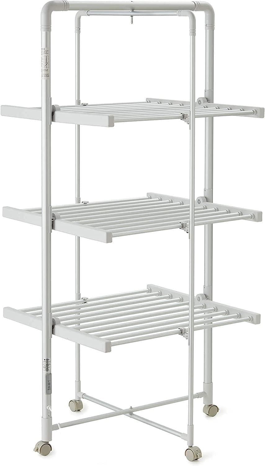 Easylife XL Heated Drying Rack with Timer, 3 Tier Airer, Warming Clothes Dryer, Electric Clothes Horse, Laundry Rack h57.8 x w28.3 x d26.4