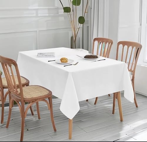 Miniatura 2 de Mantel rectangular blanco, paquete de 6 manteles de 60 x 84 pulgadas, tela lavable de poliéster para banquetes de boda, restaurante, fiestas