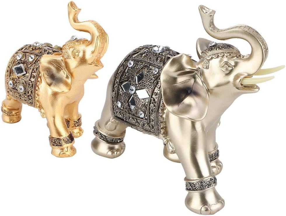 Elephant Statue, Feng Shui Lucky Elephant Figurine, Golden Elegant Sculpture, Small Resin Home Decoration, Wealth Figurine - Image 9