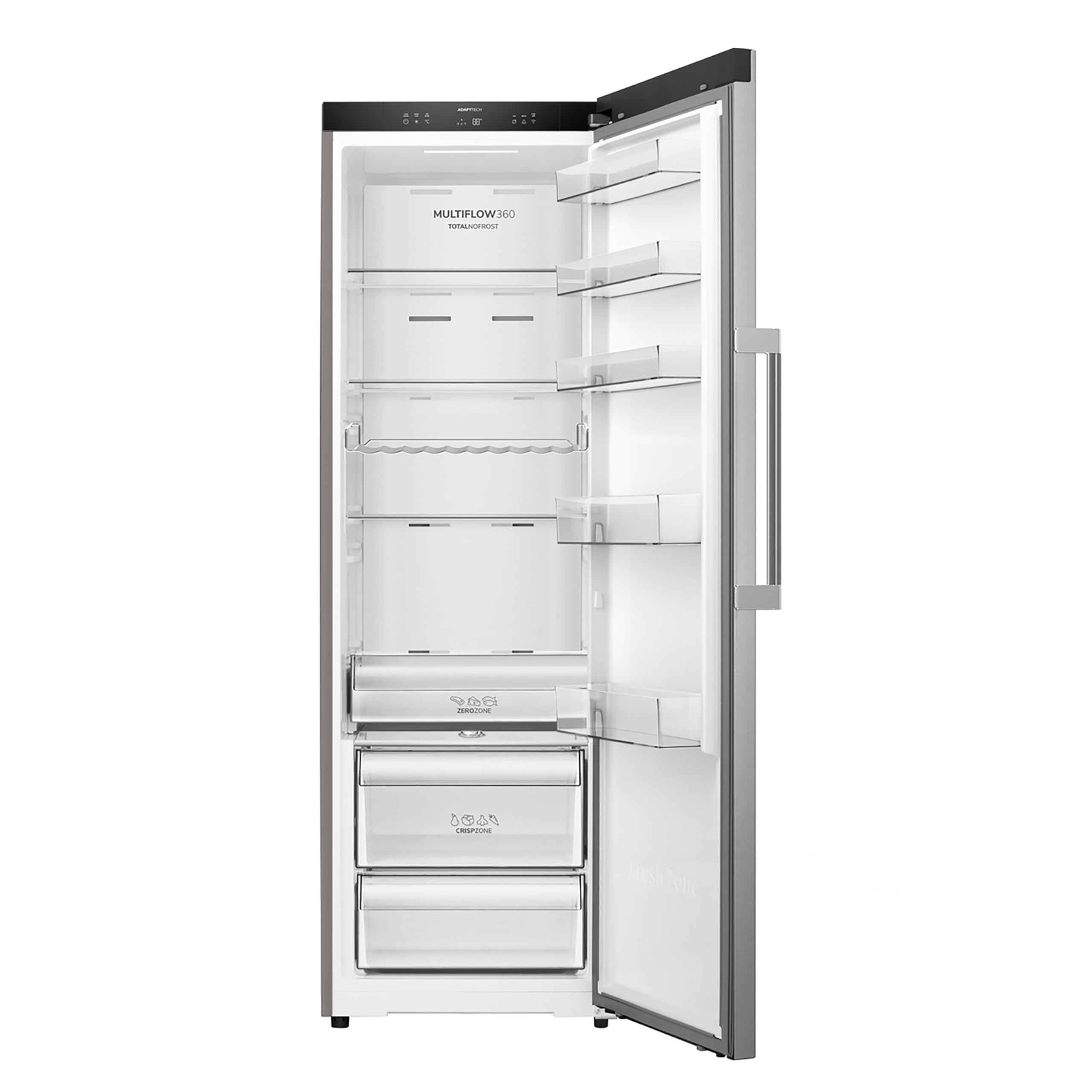 Gorenje RN618E6X6WF Kühlschrank, 372 Liter, SmartFit, 185cm Höhe, CrispZone mit Feuchteregler, Wifi, Flaschenhalter, Easy-open Griff, Inverter, BxHxT: 59,5×185,6×60 cm, Edelstahl
