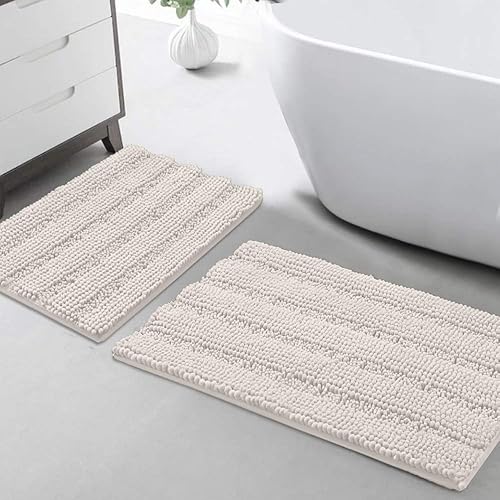 Miniatura 136 de Turquoize Tapetes de baño de felpilla, lanudos, antideslizantes, extrasuave y absorbente, 24 x 36 pulgadas, color marfil Marfil,Paloma,Salvia,Azul