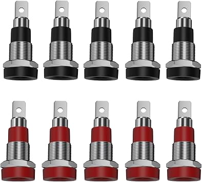 10Pcs Banana Plug Jack Female 4mm Solder/Crimp Panel Mount for Test and DIY