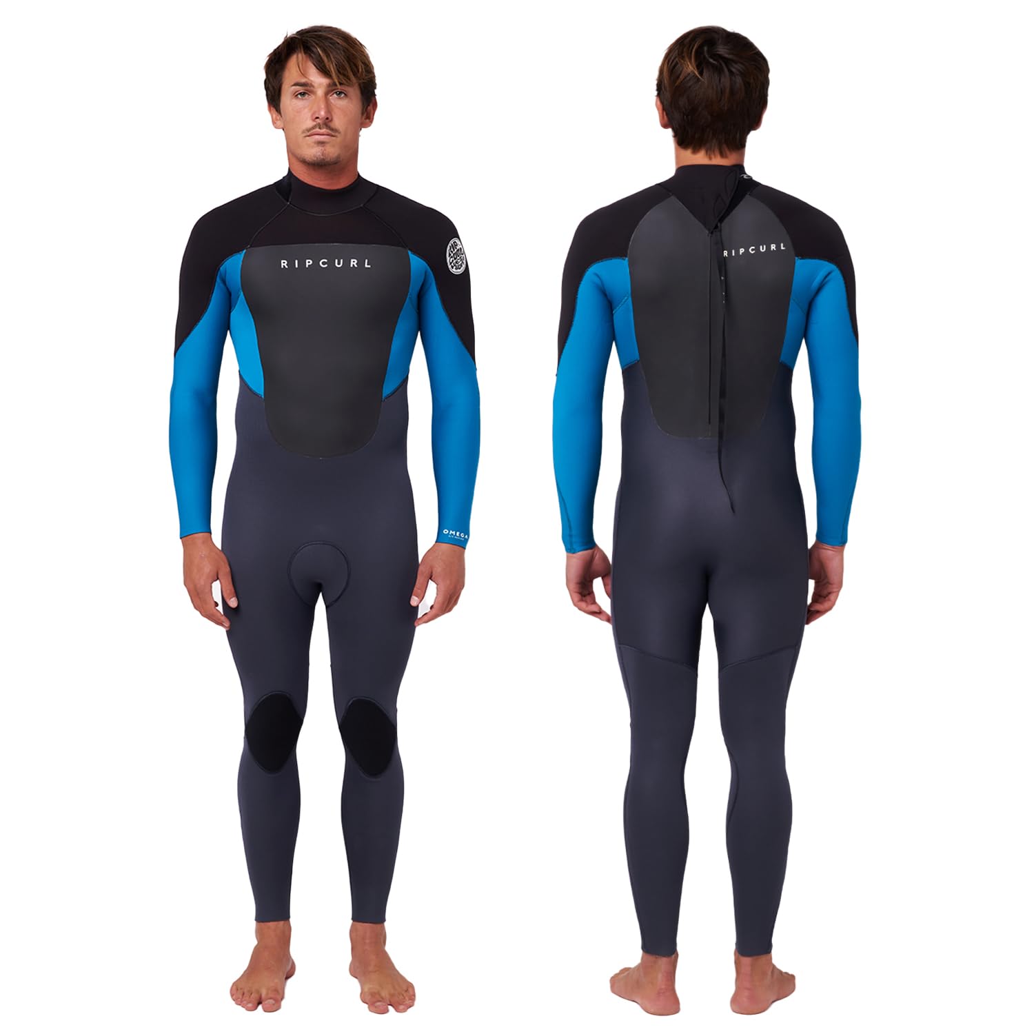RIP CURL - Combinaison de Surf Omega 3/2 mm Zip Dos - Neoprene Extensible et Coutures renforcées, idéale pour température d’Eau Entre 15 et 18°C