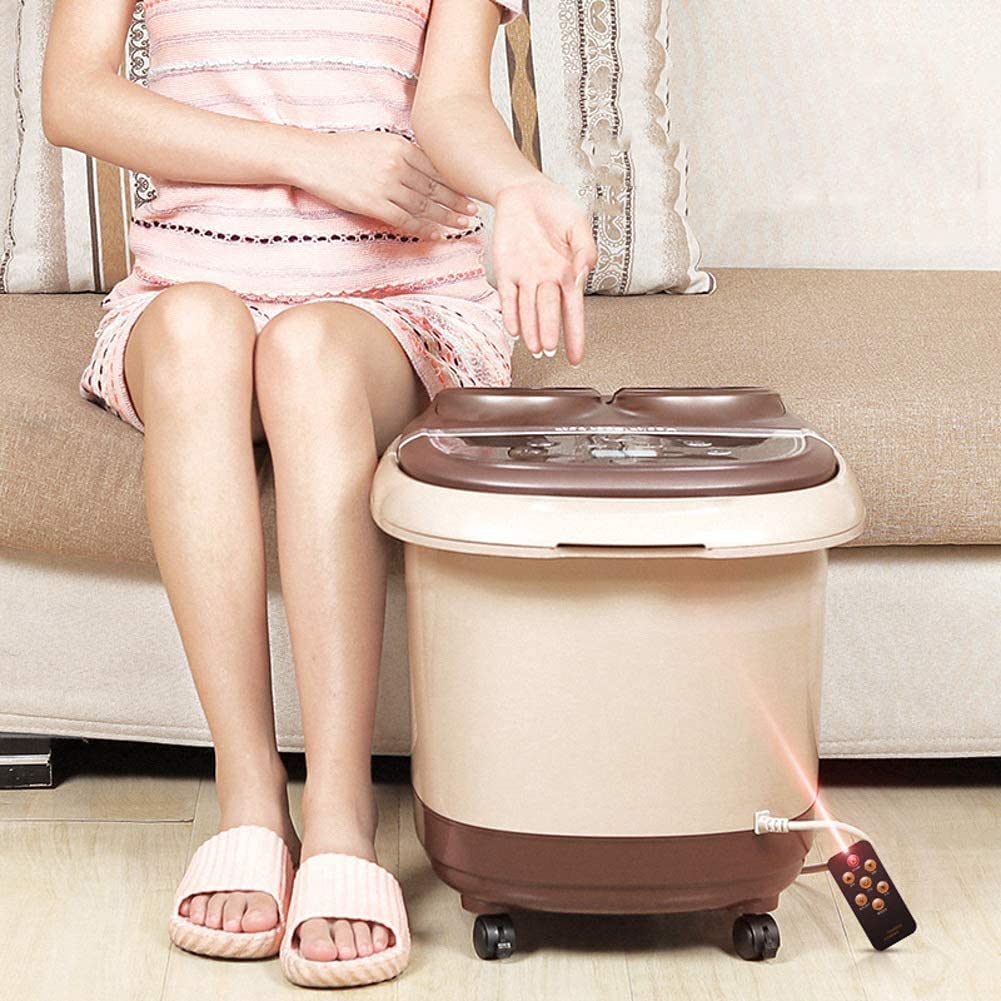 Fußbad Spa mit digitaler Temperatursteuerung, Massagegerät mit Wärmeblasen Wanne, Massagewalzen, Entspannung des Haushalts