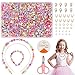 Produktbild DIAOPROTECT Perlen zum Auffädeln, DIY Freundschaftsarmbänder Selber Machen Kinder,Buchstaben Perlenschmuck Schmuckbasteln,Perlen zum auffädeln Kinder,Schmuck Schnurset,Geschenk für Mädchen,24 Farben