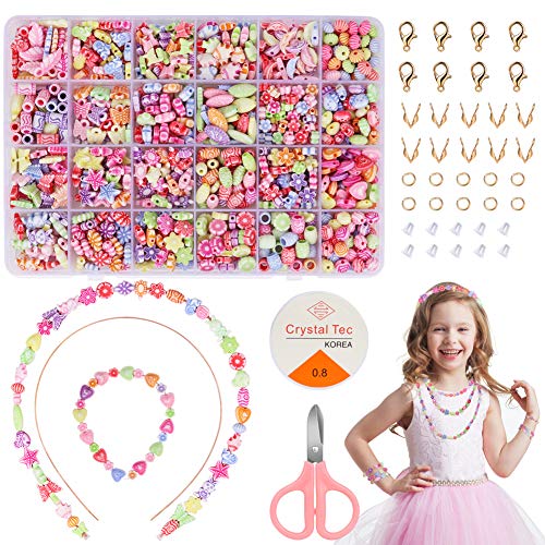 DIAOPROTECT Perlen zum Auffädeln, DIY Freundschaftsarmbänder Selber Machen Kinder,Buchstaben Perlenschmuck Schmuckbasteln,Perlen zum auffädeln Kinder,Schmuck Schnurset,Geschenk für Mädchen,24 Farben