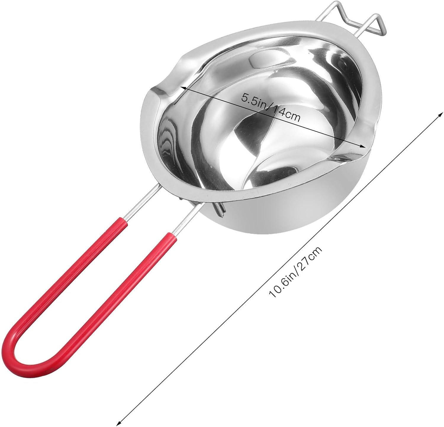 Stainless Steel Melting Pot with Silicone Handle, Red Butter Warmer