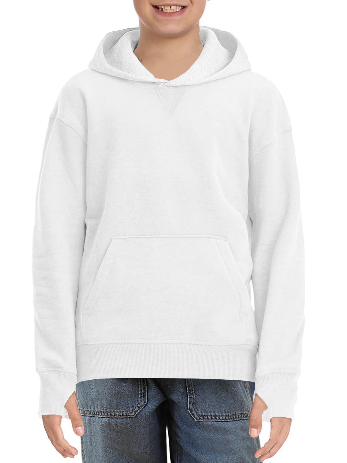 Haloumoning Sudadera con capucha de forro polar para niños, manga larga, con bolsillo, 4-14 años