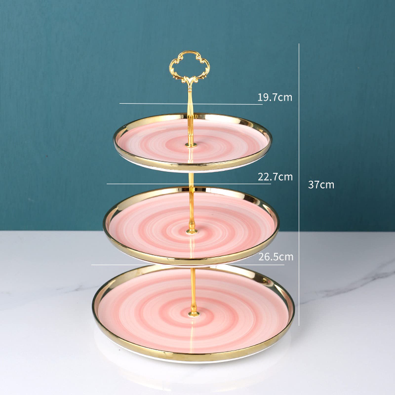 ZXCVB Alzata per Torta in Porcellana,Alzata per Dolci,Alzate per Buffet,per Frutta E Dolci Vassoi,Alzata per Cupcake per Dessert Elegante, Vassoio per Pasticceria,Pink-3Layer