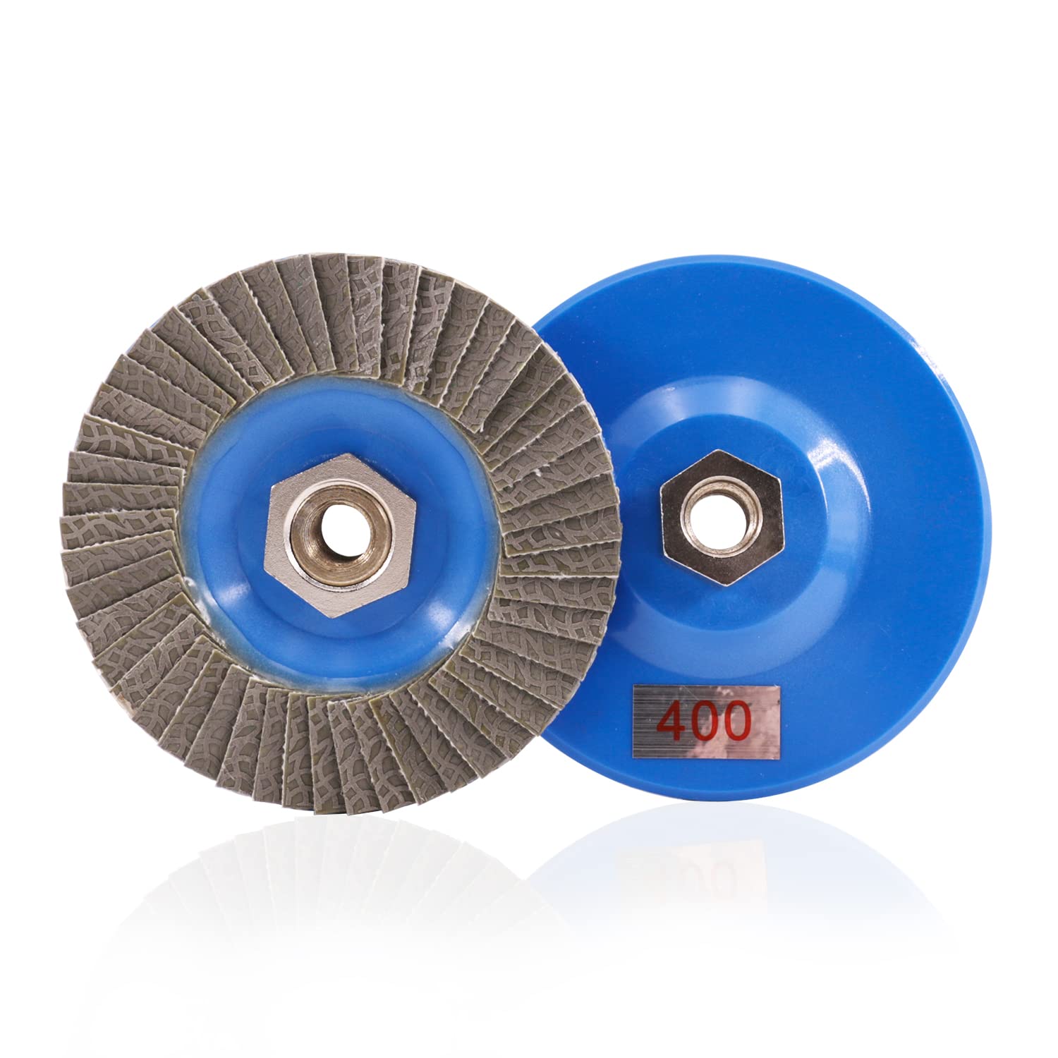 4.5" Diamond Flap Disc Grinding Sanding Wheels - Ceramics,Sander Tile, Stone,Glass,Concrete, Granite with 5/8 inch-11 Metal Thread Adapter（400 Grit）