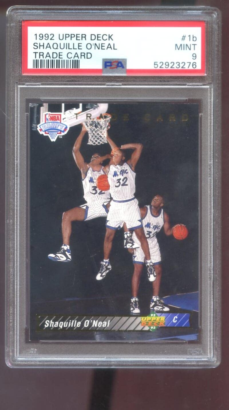 Amazon.com: 1992-93 Upper Deck Shaquille O'Neal Trade #1b ROOKIE RC PSA 9  Graded Basketball Card NBA Shaq ONeal 1992 1993 92 93 MINT : Collectibles &  Fine Art