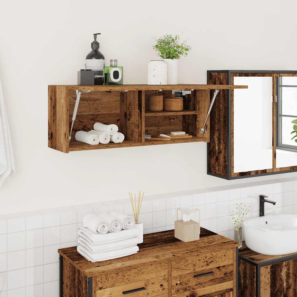 vidaXL Bad-Wandschrank Altholz-Optik 80x25x30 cm Holzwerkstoff, Hängeschrank, Badezimmer-Schrank, Wand-Schrank