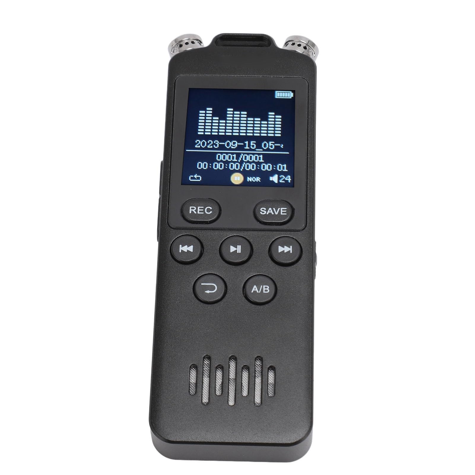 AMONIDA Registratore Ad Attivazione Vocale Design Compatto con Registrazione WAV MP3 di Alta qualità per Interviste a Riunioni Schermo a Colori da 1,44 Pollici (32GB)