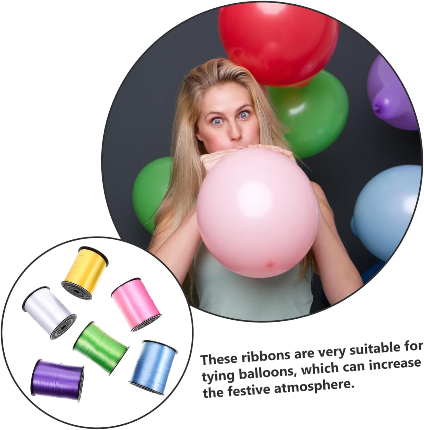 Didiseaon 6rolls Colorful Balloon Ribbon for Gift Wrapping Yards Curling Decorative Ribbons Parties Crafts Home Decor