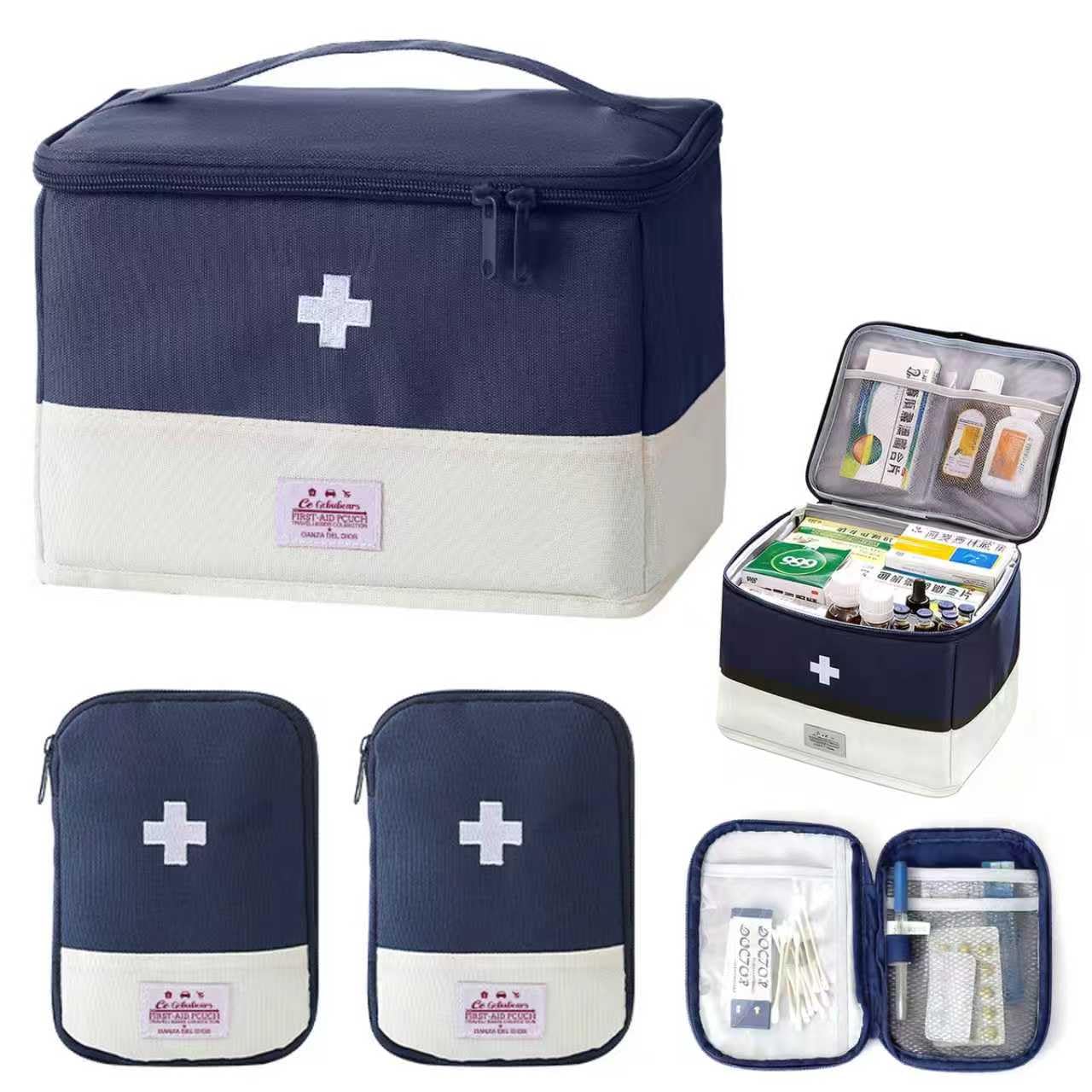 FZYCOM 3 Pieces Empty Medicine Bags, Home Medication Bag Large with 2 Pieces Medical Bags Travel, First Aid Box Empty, Doctors Bag, Medication Box Storage for Home Clinic Office Travel Auto