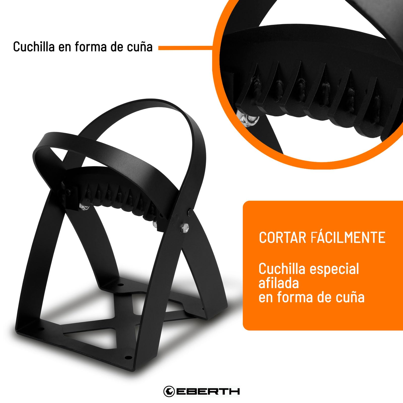 EBERTH Cuña para partir leña, maza cuña leña, separador de leña de acero, tamaño 24 x 26 x 40 cm, divisor de madera manual, herramienta profesional para columnas de madera fáciles y seguras