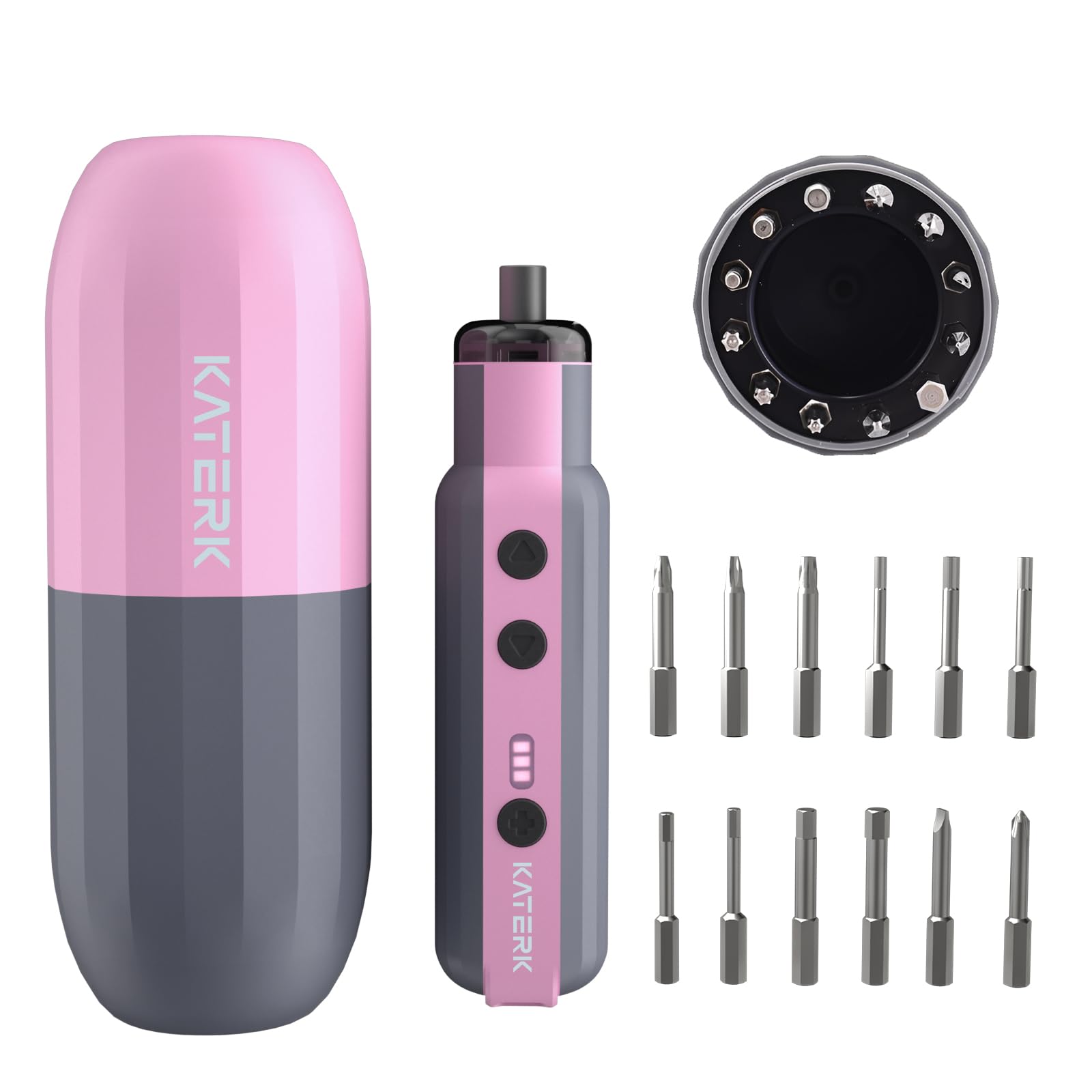 Katerk Mothers Day Gift Gift for Mom Grandma Cordless Electric Screwdriver Cute Pink Mini Power Tool Driver Adjustable