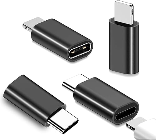 Paquete de 4 adaptadores USB C macho a Lightning adaptador Lightning a USB C hembra, soporta carga rápida PD y transmisión de datos, no apto para