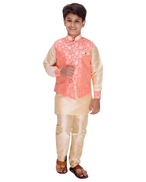 Ethnic Wear Kurta Pyjama with Waist Coat Jacket for Kids and Boys_FE608
