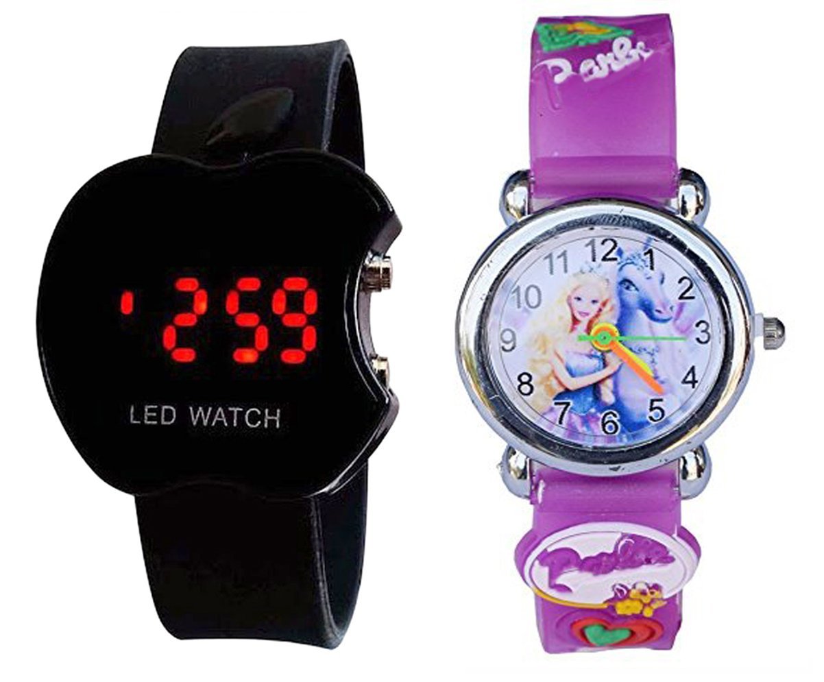 S S TRADERS_Barbie Purple Analog Watch and Black APL Digital Watch for Kids-Good Gift for Kids (B01M8LEEH2) Amazon Price History, Amazon Price Tracker
