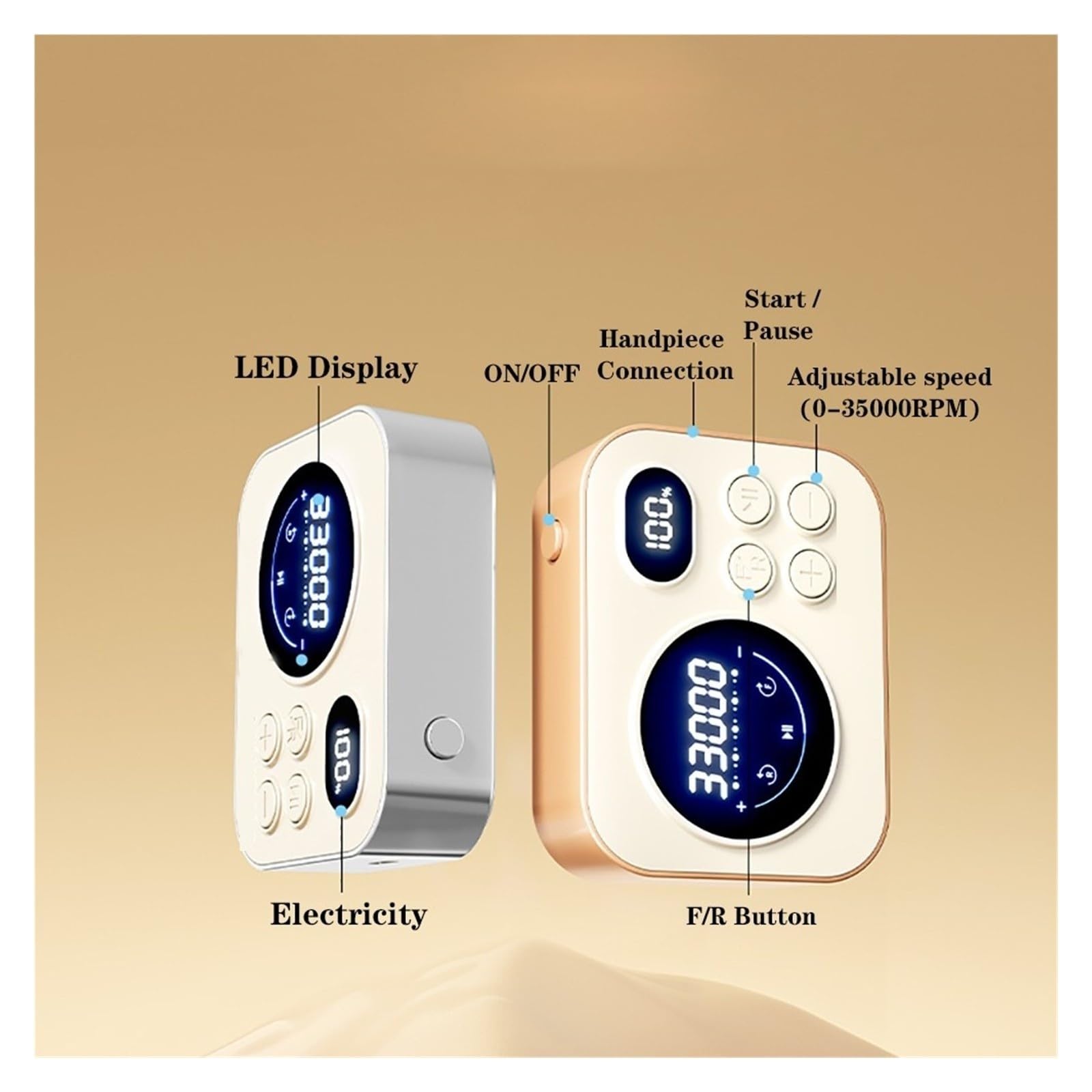 Trapano per unghie, Lucidatura portatile per lime per trapano elettrico per unghie da 35000 giri/min ricaricabile(Silver)