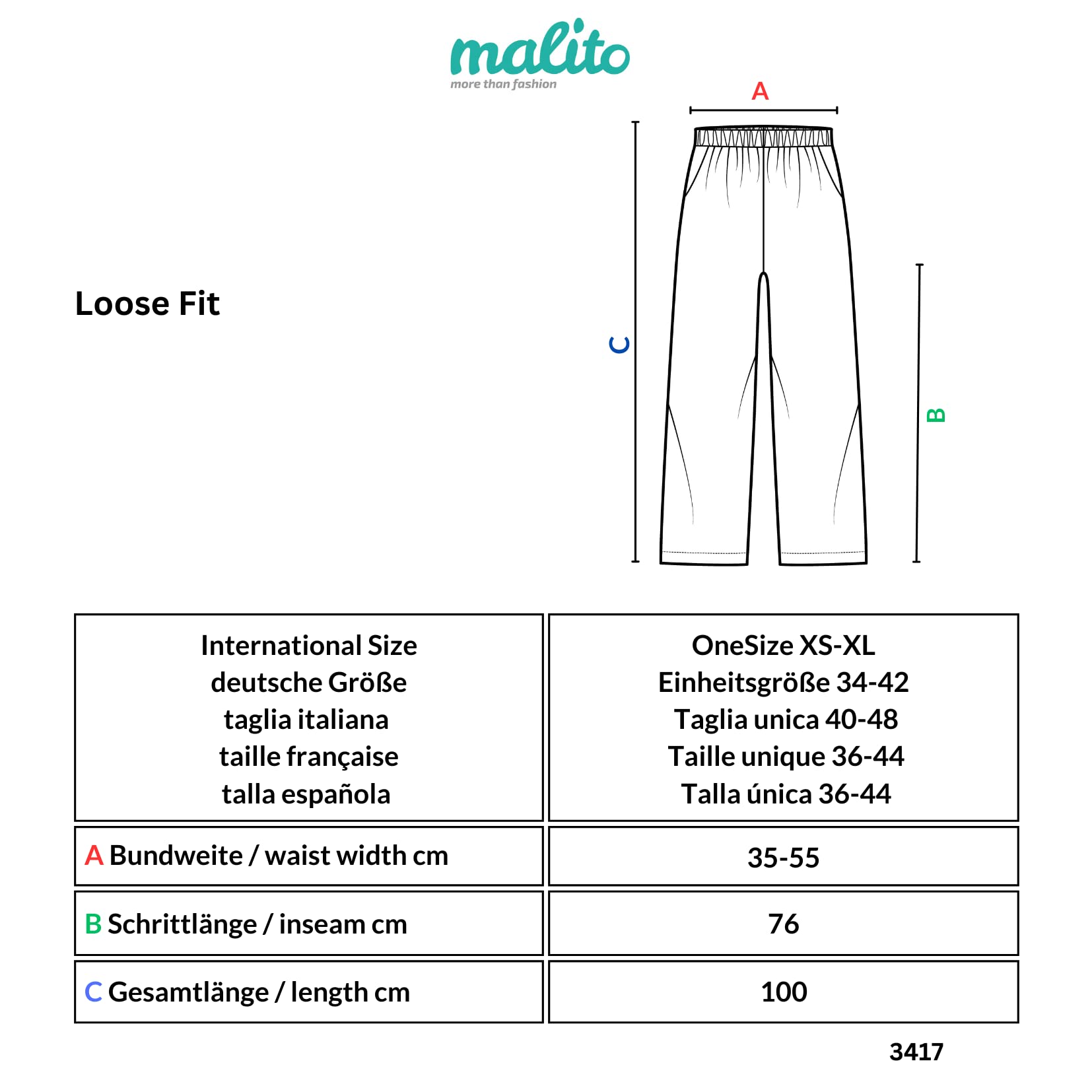Malito Pantaloni alla Zuava Classico Design Boyfriend Aladin Harem Pantaloni Sbuffo Pantaloni Pump Baggy Yoga 3417 Donna Taglia Unica