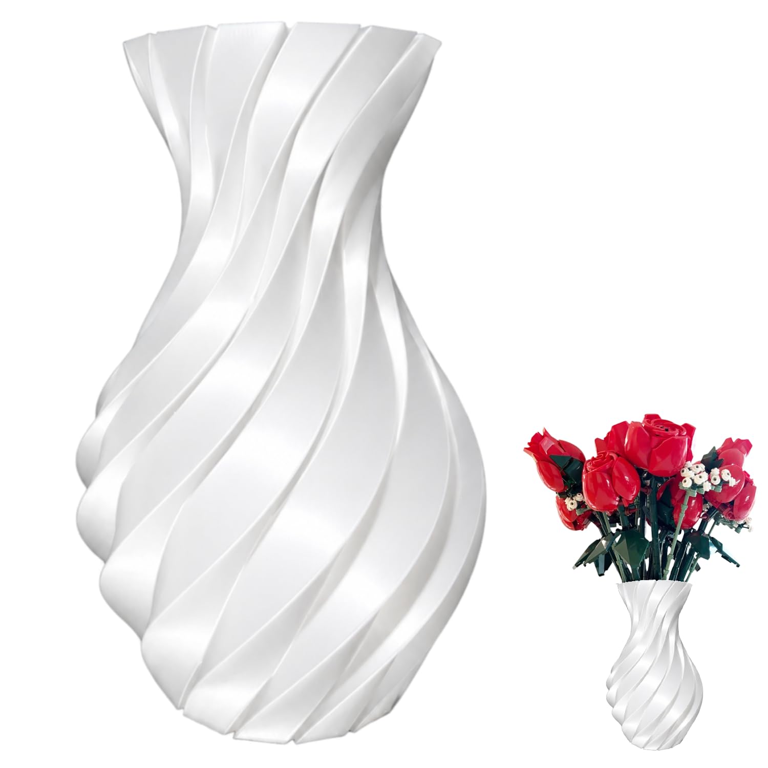Print It Uk White Vase Compatible With Lego Flower Bouquets Arrangements (White)