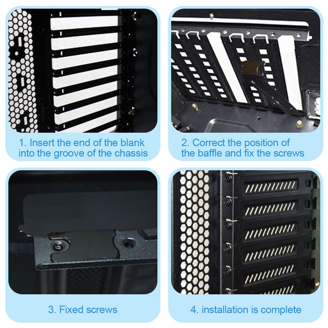 Coperture per Slot PCI, 5 pezzi Coperchi per Slot ventilati, Staffa di copertura per slot PCI ventilato in acciaio, Piastra di soppressione per PC, per PC Case flusso d'aria e antipolvere, nero