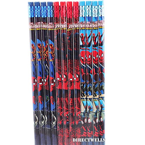 Marvel Ultimate Spiderman 12 Wood Pencils Pack