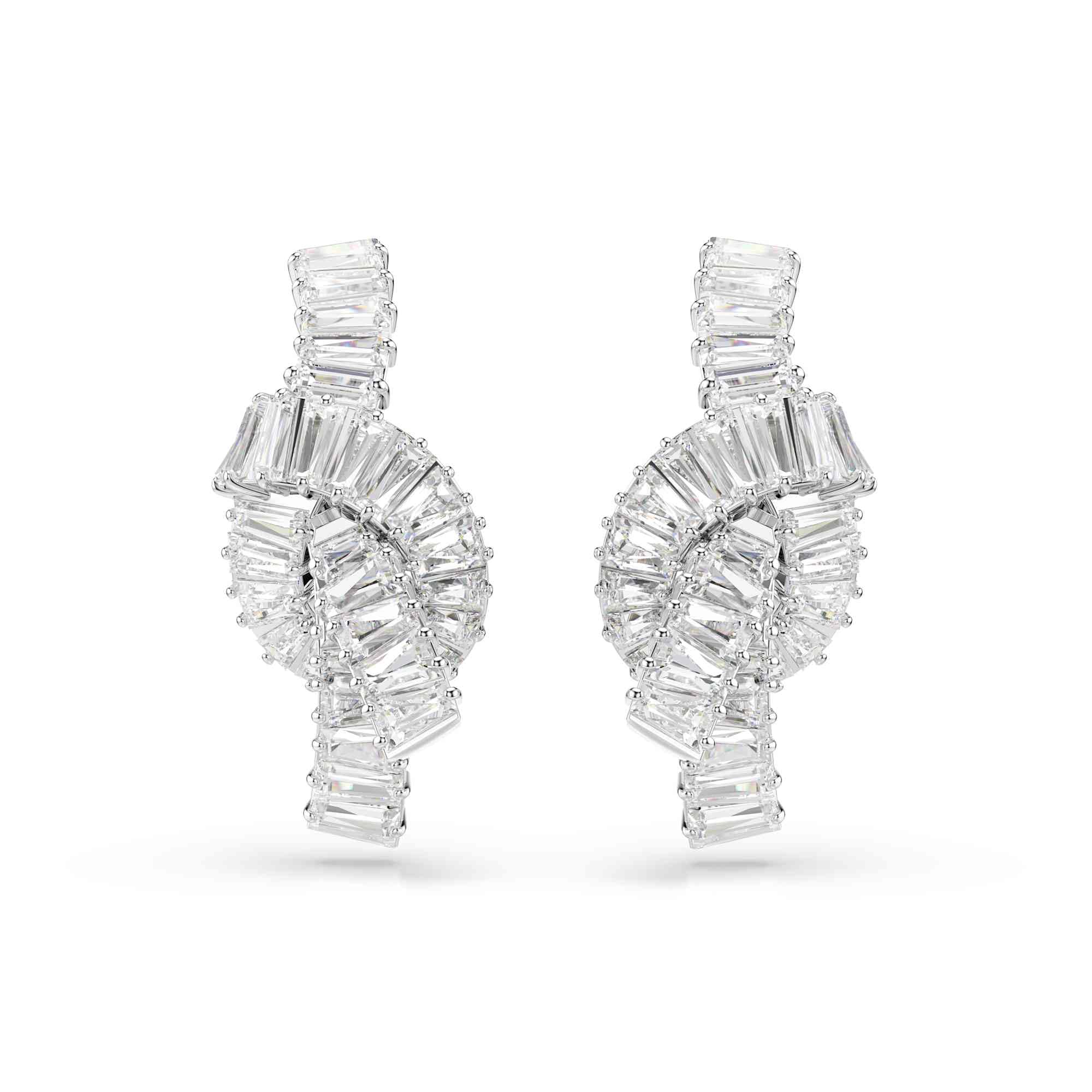 Swarovski Matrix earrings Baguette cut Knot White Rhodium Finish