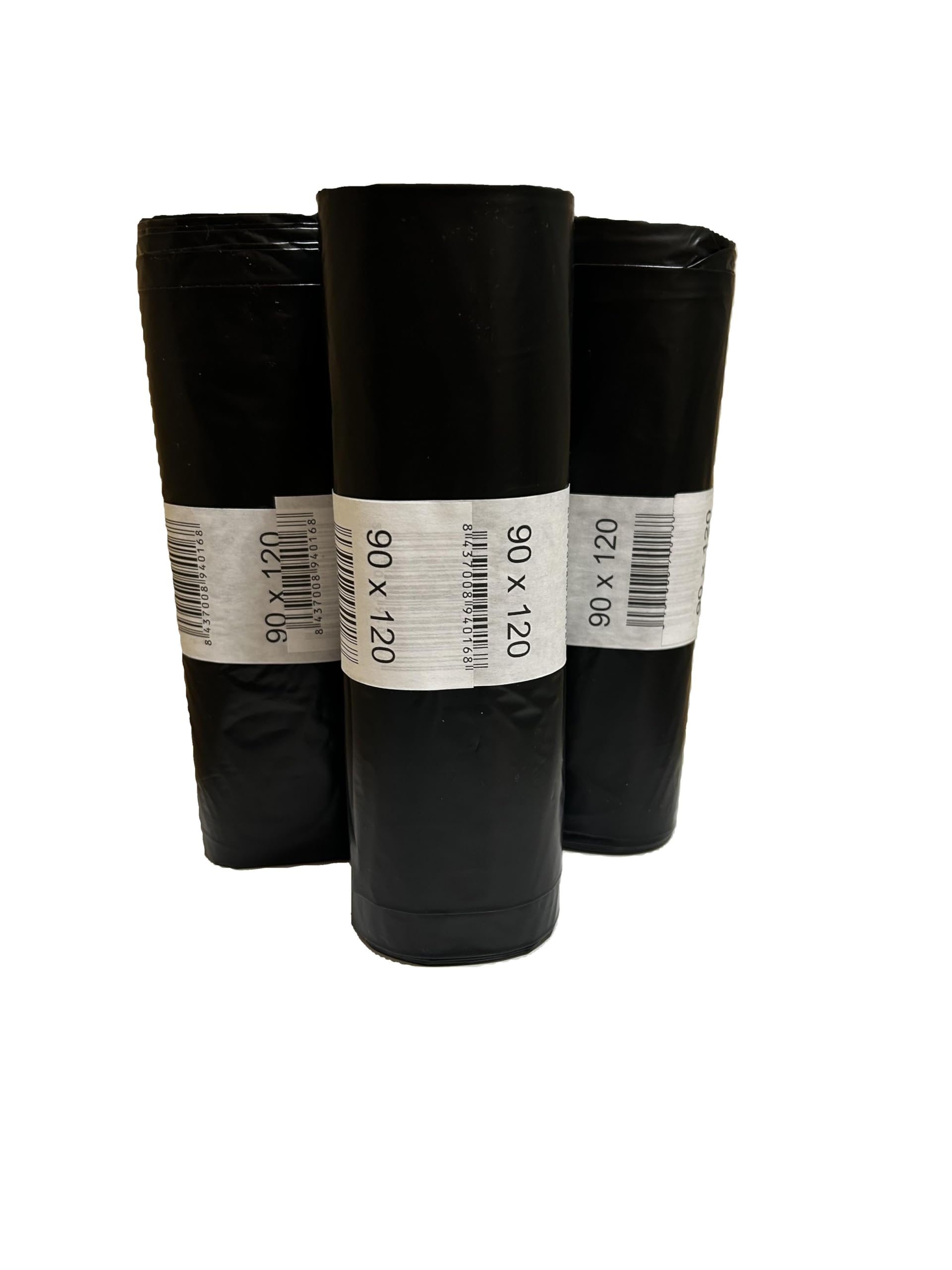 Bolsas de basura grandes 150L (30 bolsas)-Pack 3 rollos | Negras, resistentes y anti-goteo | Extra grandes 90x120 cm para cubos industriales y comunitarios