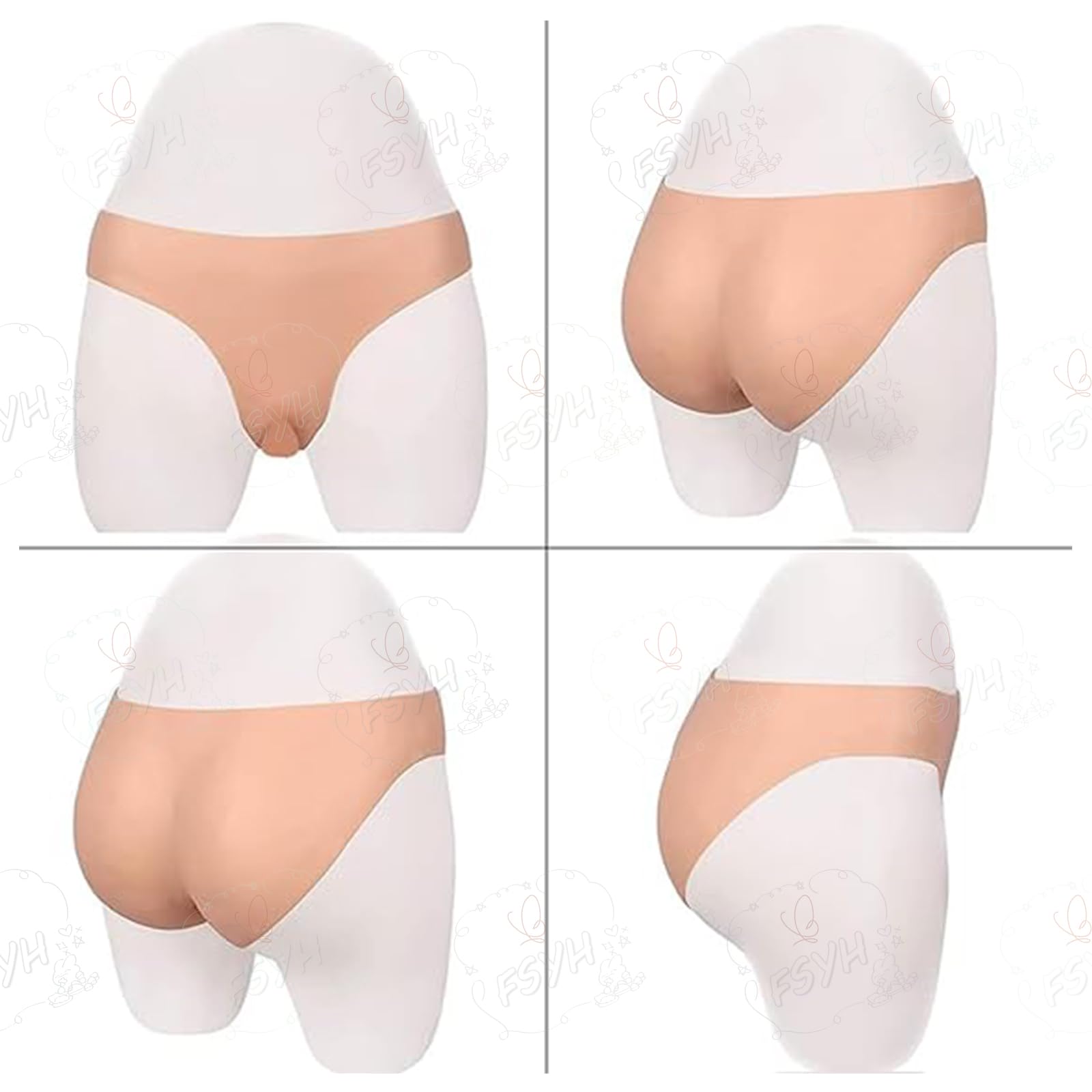 FSYH Culotte vaginale en Silicone transgenre Short Triangulaire insérable Sissy cachant Un sous-vêtement Gaff pour vêtements de Crossdresser
