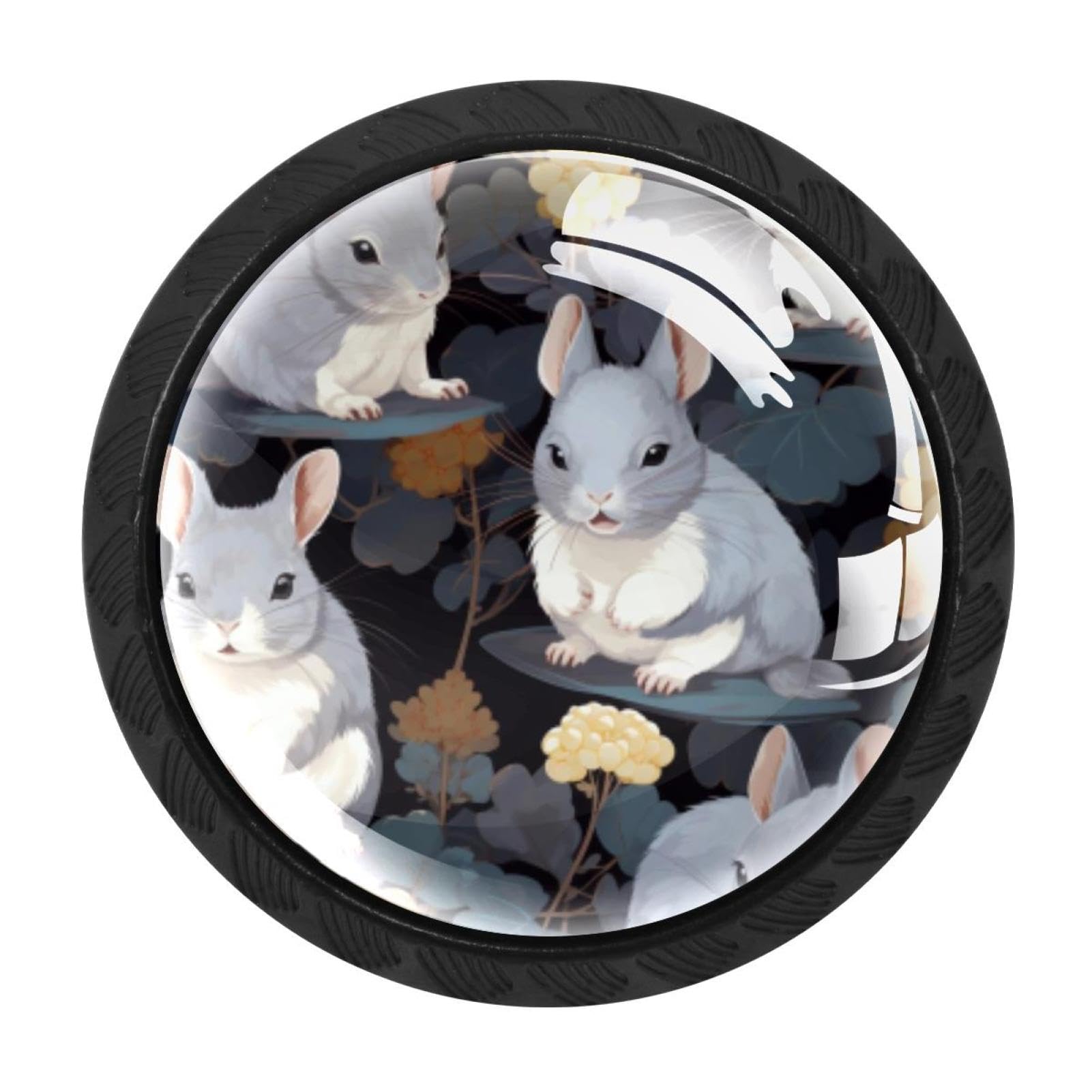 CHENZZZZ 4PCS Chinchilla Dresser Knob Round Glass Drawer Knobs Pulls Cabinet Handle for Home Kitchen Office Bathroom Wardrobe Cupboard