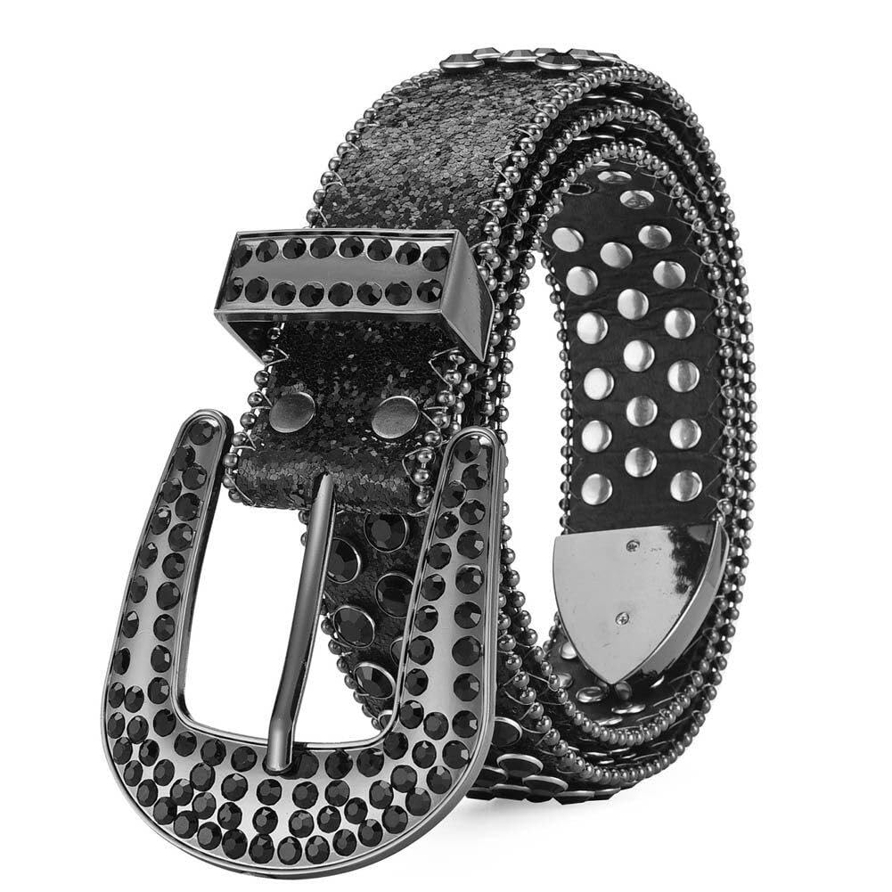 Ceinture en strass pour pantalons style cowgirl denim noir