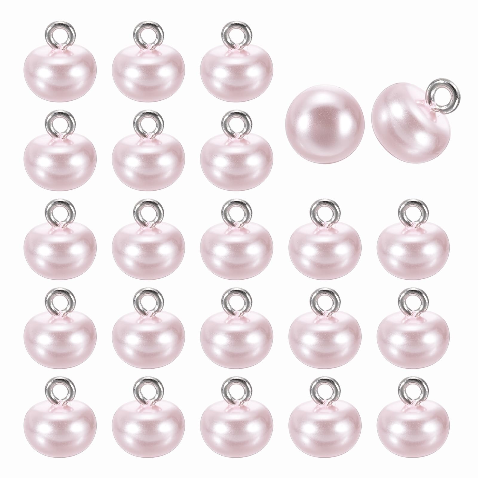 sourcing map 24pcs 16L Round Faux Pearl Buttons 10mm 3/8" Half Ball Dome Metal Shank Sewing Buttons Replacement DIY Small Button for Clothing Bridal Wedding Dress DIY Crafts, Light Pink
