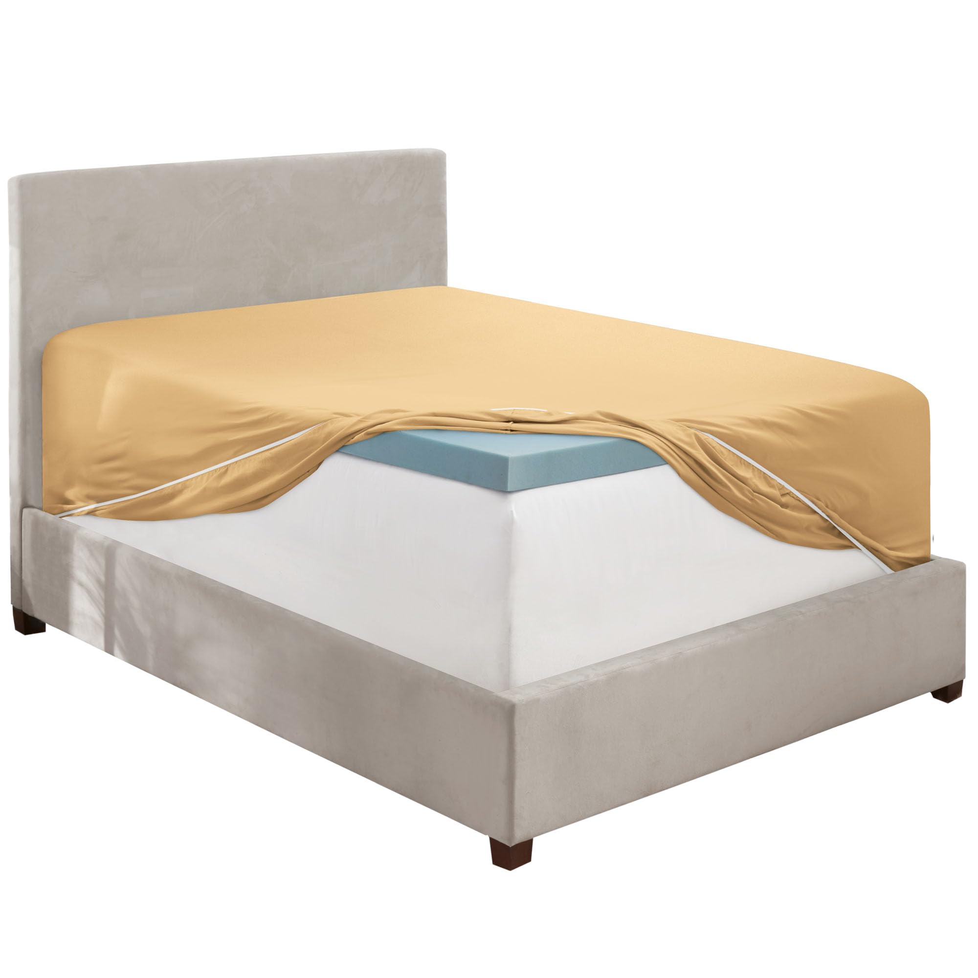 Hearth & Harbor Extra Deep Pocket California King Fitted Sheet, Camel Gold