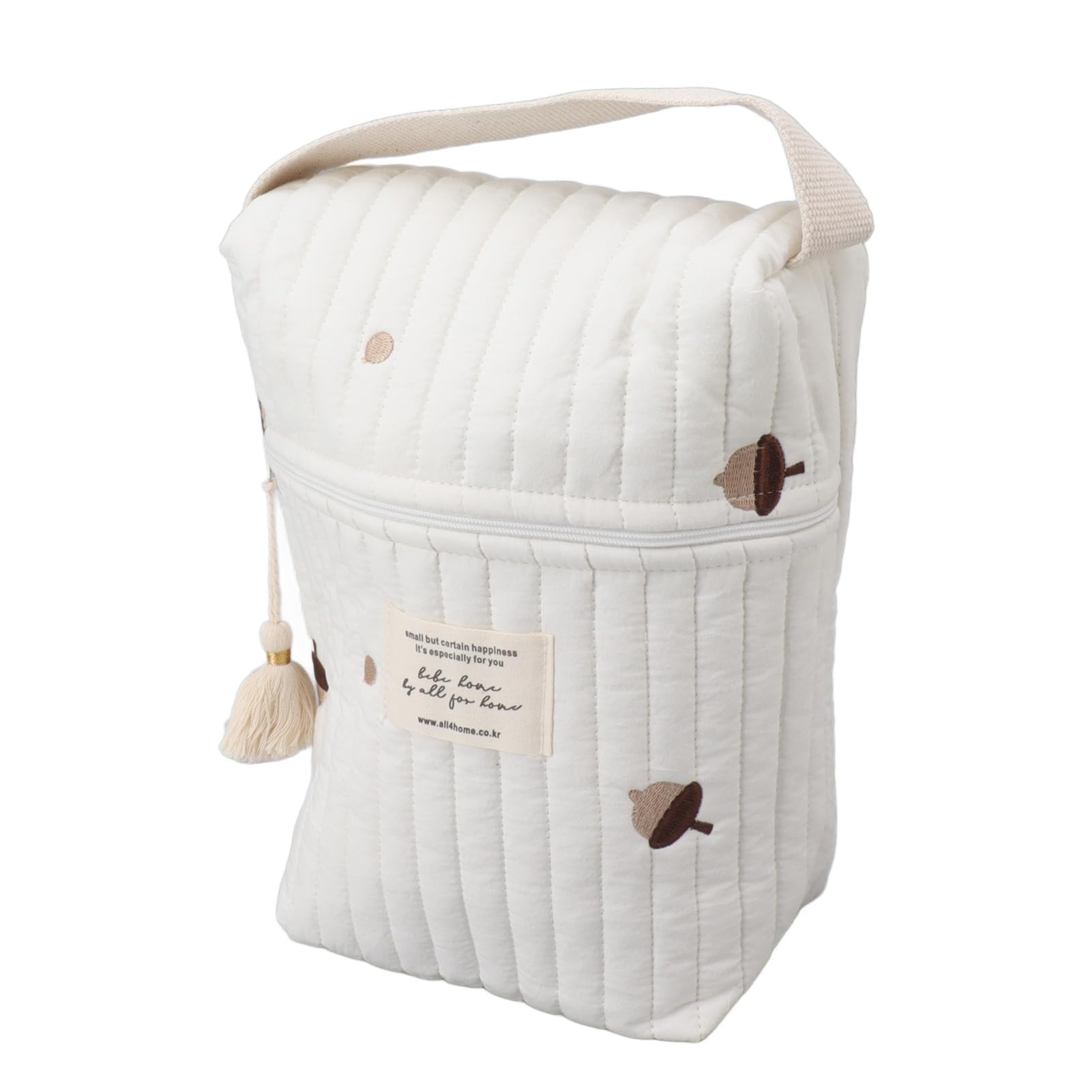 Bamjour Diaper Bag Organizing Pouches, Multifunction Maternity Bag Diaper Quilted Cotton Cute Baby Stroller Zipper for Wipes Pacifier (Pine Cone)