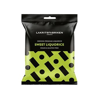 Lakritsfabriken Ramlosa Premium Sweet Liquorice Candy - Sweet Licorice Candies - Gluten Free Swedish Candy - Chewy & Vegan Candy - Soft Black Licorice Candy Snacks from Around the World 3.53 oz