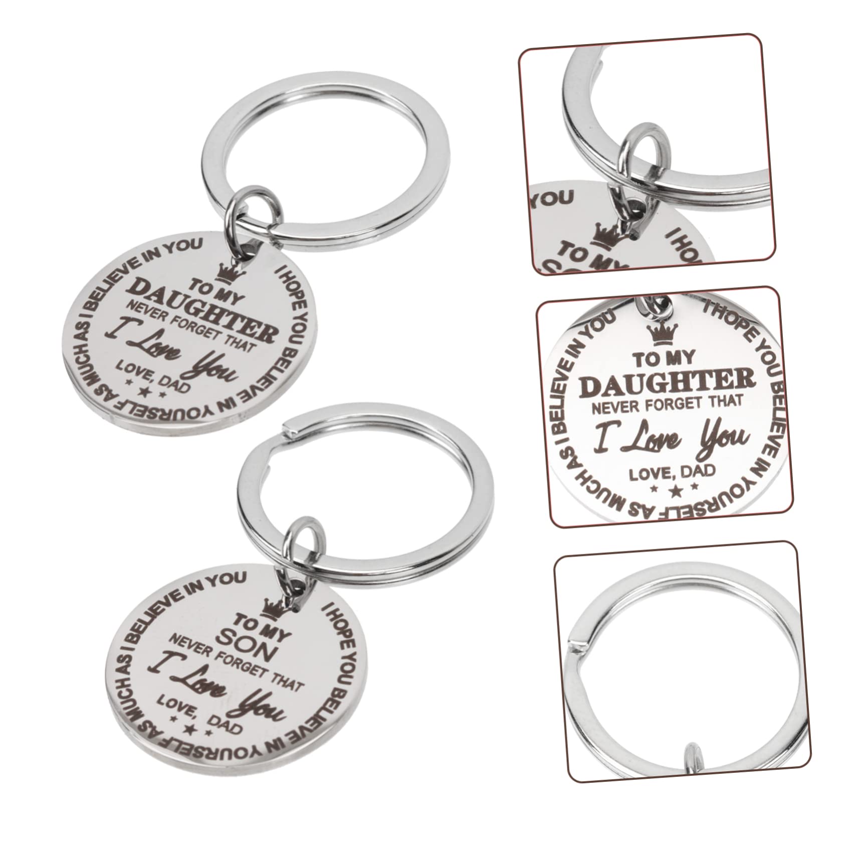 BESPORTBLE Sturdy Stainless Steel Keychain Decor Inspirational Message for Dad Mom Son Daughter