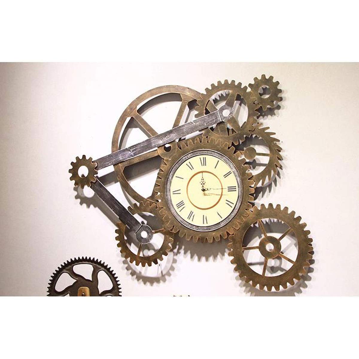 Reloj de Pared Estilo Industrial, Reloj con Engranaje Retro, silencioso Roma, Creativo for decoración Bar y cafetería