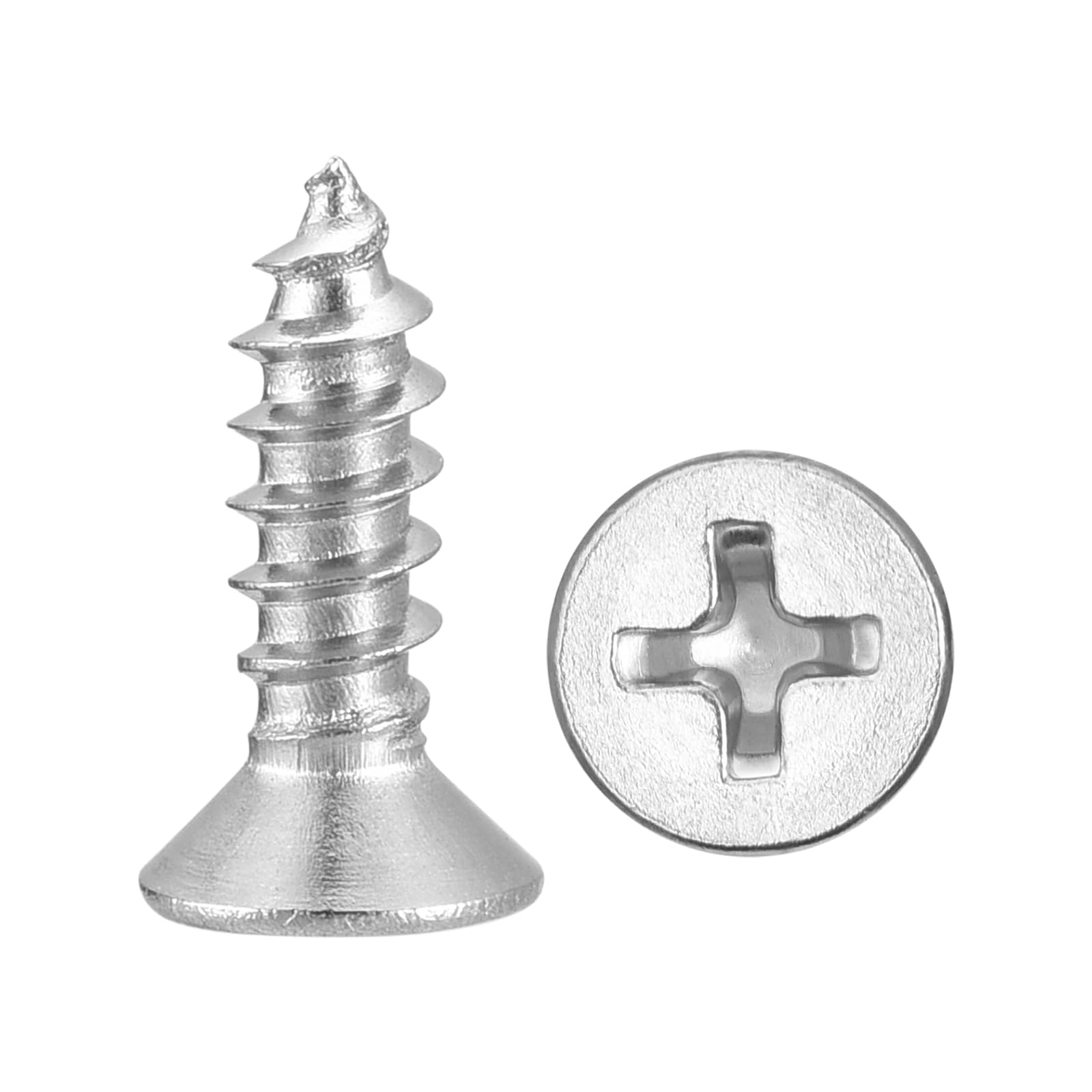 METALLIXITY Countersunk Phillips Wood Screws (ST2x8mm) 200Pcs, 304 Stainless Steel Coarse Thread Phillips Drive Flat Head Wood Screws - for Furniture Installation Repair, Silver โ image 1