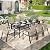 MIXPATIO 9 Pieces Outdoor Patio Dining Set, Wicker Patio Table and Chairs Set of 8, Rattan Chairs with 3.1" Cushion and Rectangular Table with Umbrella Hole for Backyard, Porch,Beige