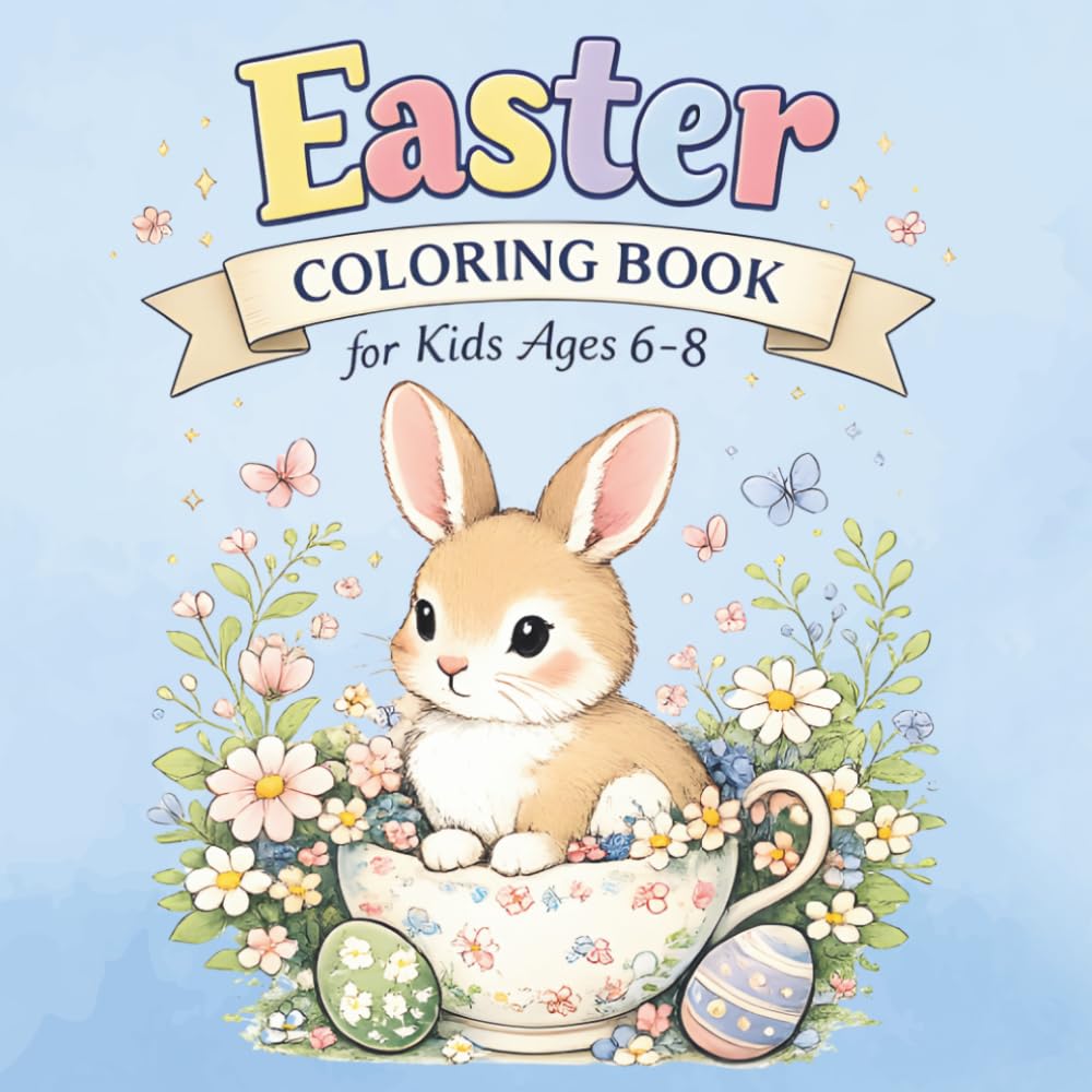 Easter Coloring Book for Kids Ages 6-8: Cute Bunnies, Chicks, Lambs and Easter Eggs