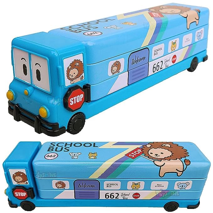 LANELLIE in 1 Cartoon Printed School Bus Shaped Pencil Compass Box with Wheels and Sharpener Metal Box Ideal for Kids and Childrens (Blue) (B0CHJLS79P) Amazon Price History, Amazon Price Tracker