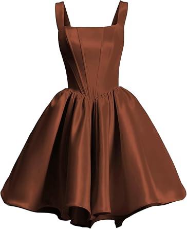 Yexinbridal Satin Homecoming Dresses for Teens 2026 Pockets Spaghetti Straps Square Neck A-line Short Prom Dresses