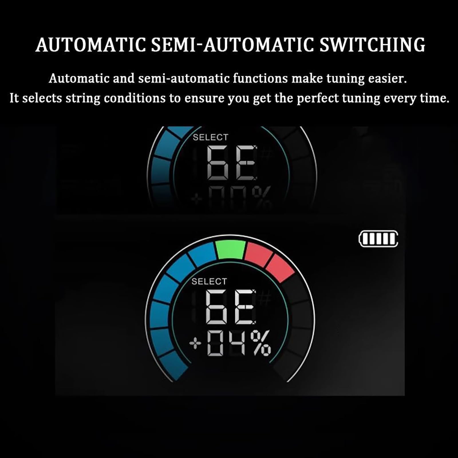 Automatyczny tuner do gitary, wielofunkcyjne narzędzie do instrumentów strunowych, inteligentne nawijanie, z pełnokolorowym ekranem LCD, 2 tryby przełączania, do gitary elektrycznej, gitary