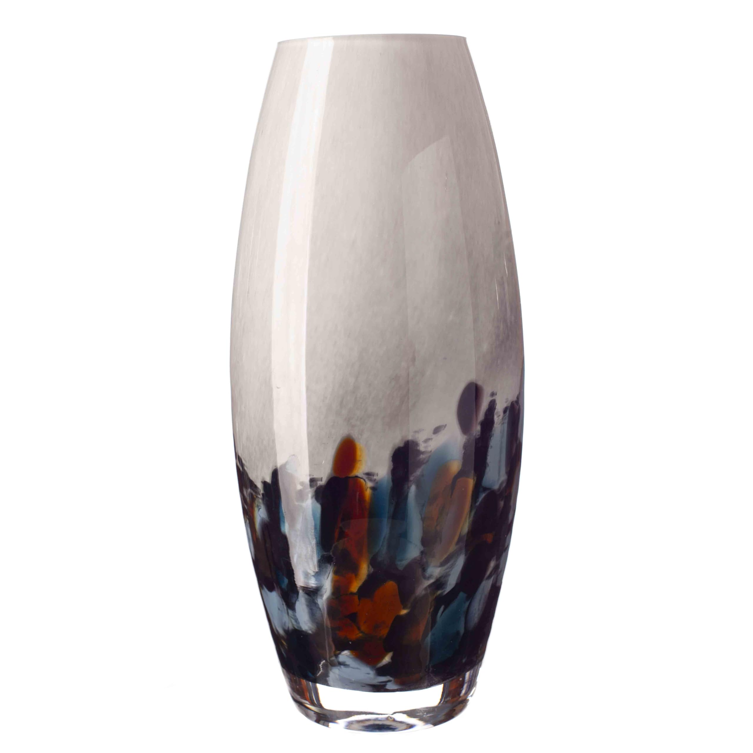 Amelia Art Glass Blue And Grey Small Taper Vase In Grey And Blue (Blue Dynasty) (H-25Cm)