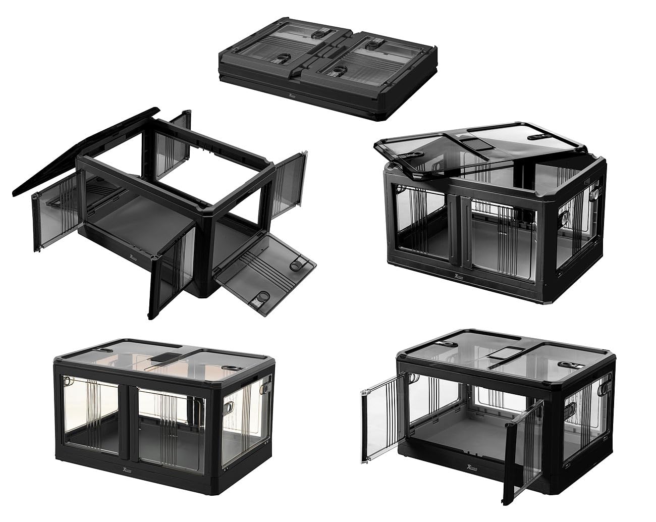 Xcase Box: Faltbare Rollbox mit Deckel und Türen, 85 Liter, schwarz (Faltbare Boxen, Stauboxen, Regal)