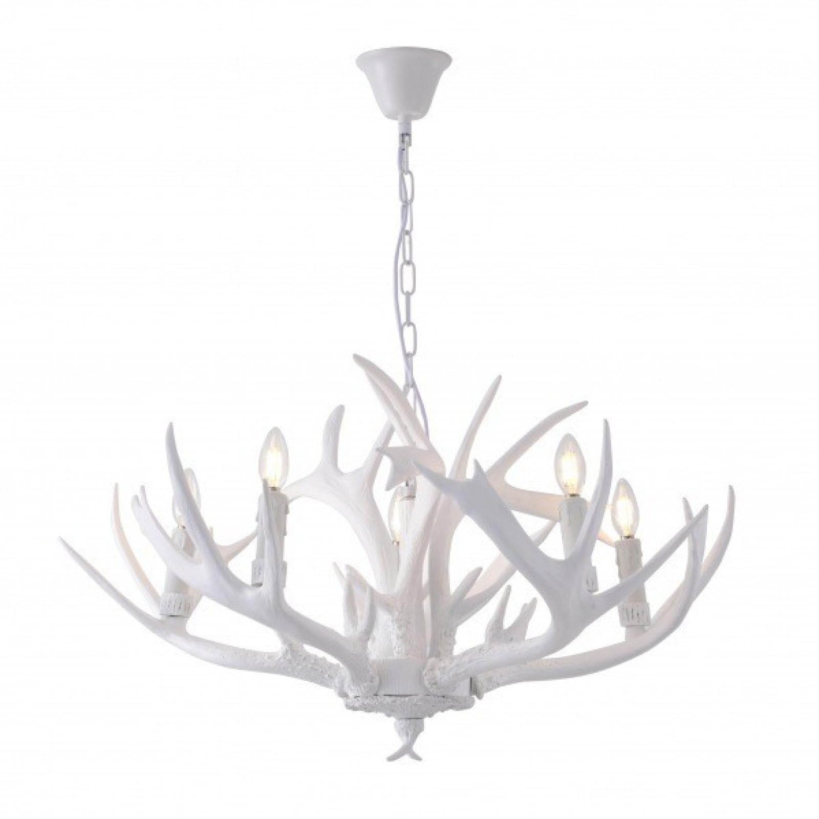HYJAUSXB Deer Chandelier,6-8 Heads Stag Lamp Rustic Interior Decoration Resin Material,LED Bulbs,Rustic Decoration,Home Lighting Including light bulbs(85 * 40cm, White)