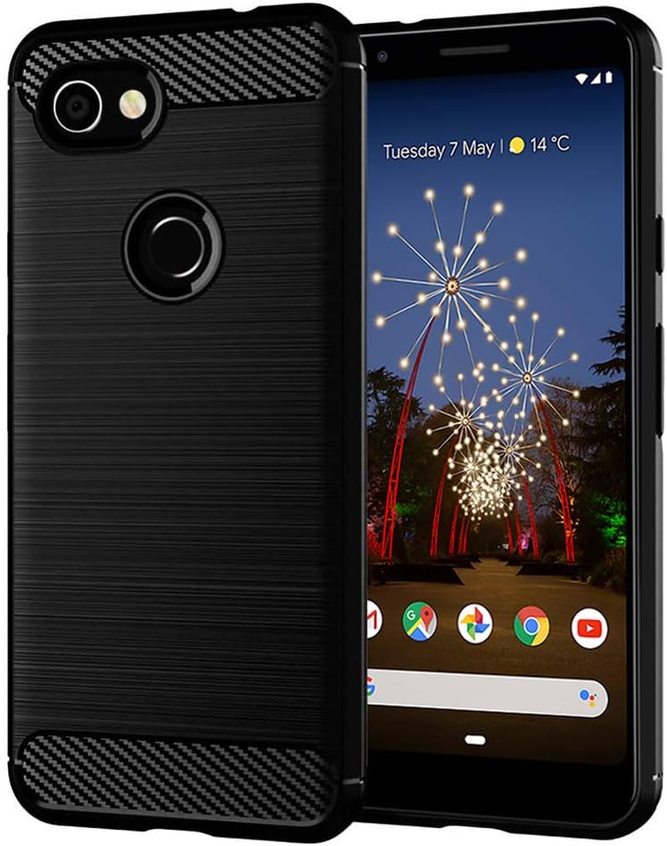 GAPlus Google Pixel 3A 5.6" Case - Ultra Slim Carbon Fibre Shockproof Bumper Case Cover For Google Pixel 3A (Black)